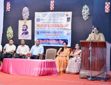 Blood Donation Camp held at St Philomena College Puttur
