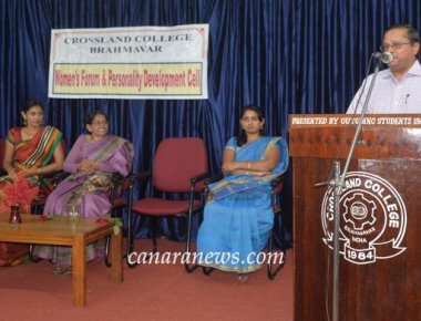  Crossland College, Brahmavar presented  Mrs. Manasi Sudheer and  Mrs. Jayashree Bhat on thier achivement  on women's day