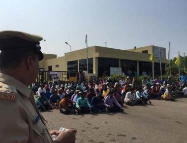 Workers stage dharna as rotor blade unit declares lockout