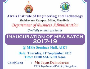  9th Alva's MBA Batch all set to beginf on Sep 21st