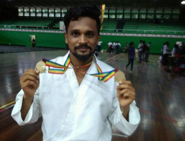 Bola Rakesh Poojary wins two gold medals at International Karate Championship