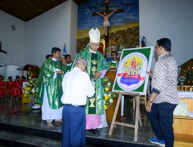 Bishop of Mangalore Most Rev. Dr Peter Paul Saldanha inaugurated centenary memorial Logo at St Lawrence Church Bondel