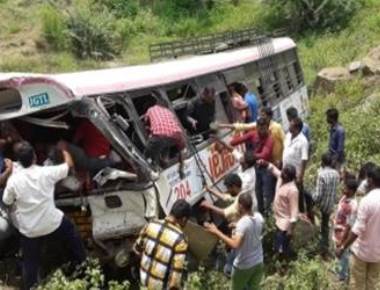 45 killed as bus falls into gorge in Telangana