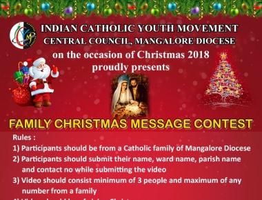 ICYM Mangalore Diocese on the occasion of Christmas 2018  proudly presents Family Christmas Message Contest
