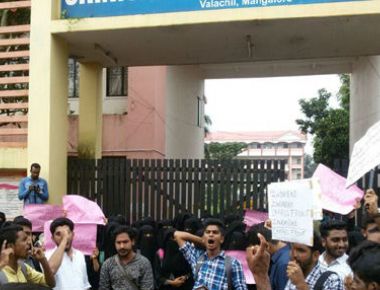 Muslim students stage protest against Srinivas College management