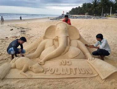 Sand sculpture comes up on Malpe beach