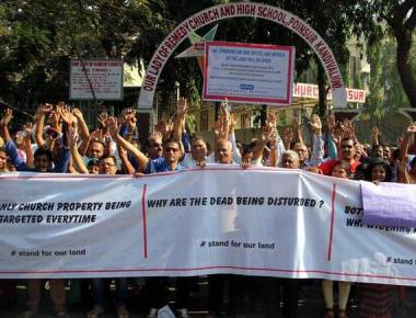 Protest to save Church land from builder